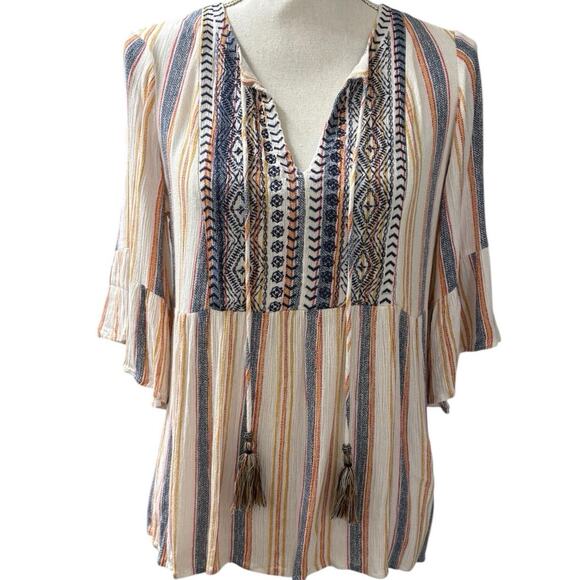 Artesia Tops - Artesia Boho Striped Top Small